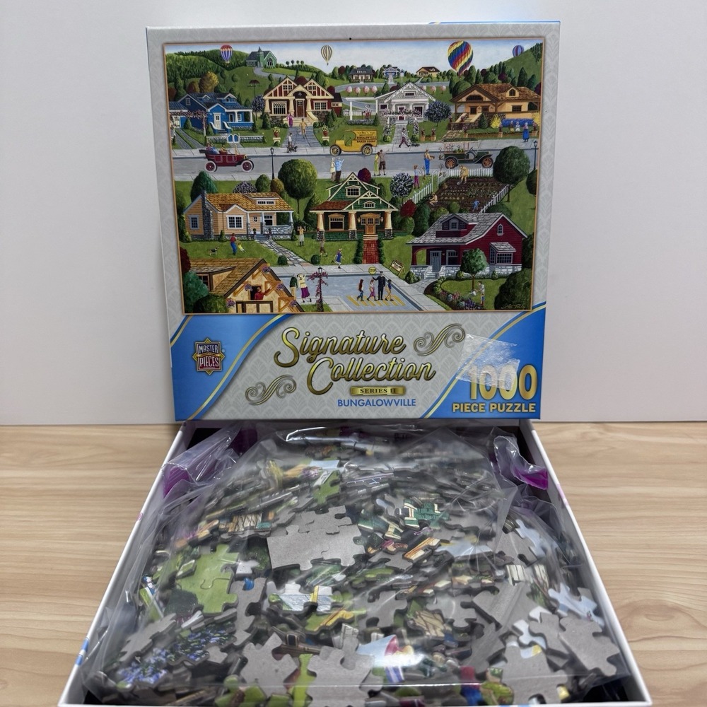 Lot 4 Master Pieces 1000 Piece Puzzles BUNGALOWVILLE Labor Day 1909 TPL THREAT + - Picture 16 of 16